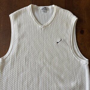 Slazenger Men’s White Knit Vest Size Large 100% Cotton